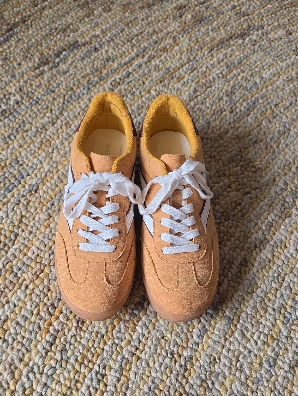 Madden Girl Mustard Sneakers with White Laces And Burgundy Accents